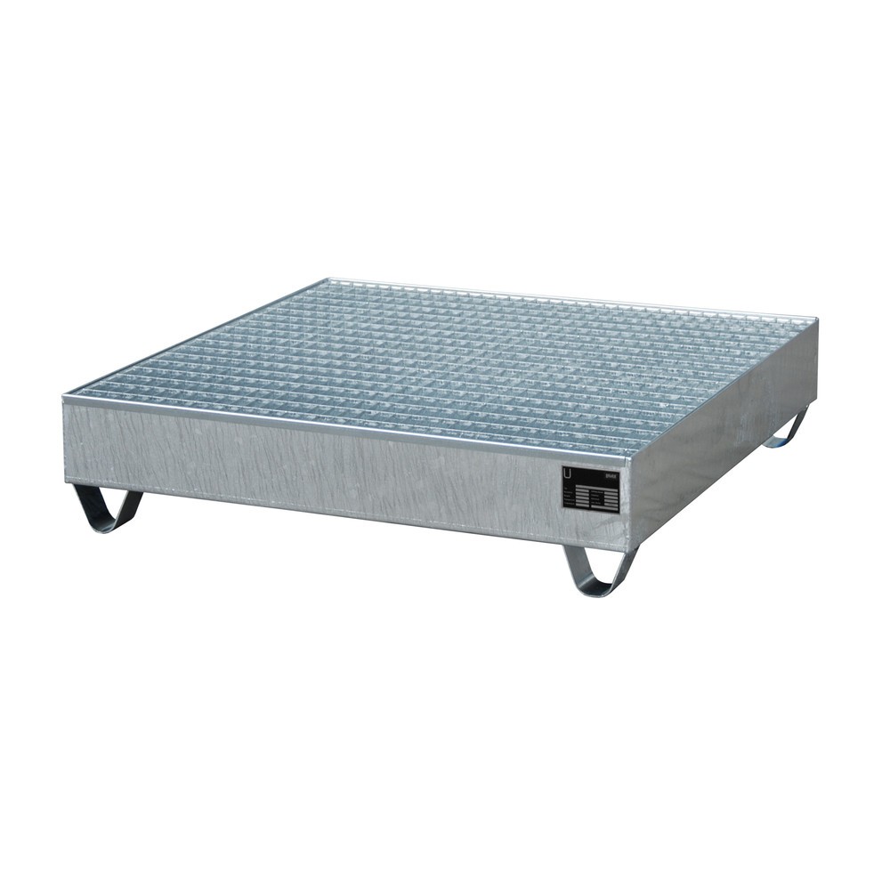 Obrázek produktu: Bauer® Ocelová sběrná vana, VxŠxH 285 x 1200 x 1200 mm, vč. mřížového roštu, 4x 200 l, žárově zinkovaná