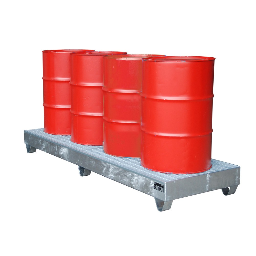 Obrázek produktu: Bauer® Ocelová sběrná vana, VxŠxH 250 x 800 x 2400 mm, vč. mřížového roštu, 4x 200 l, žárově zinkovaná
