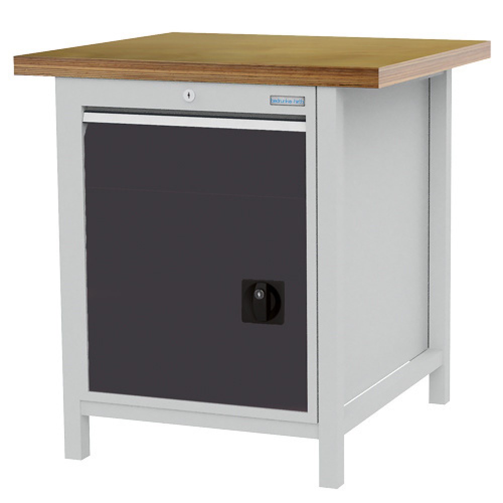 Obrázek produktu: Dílenský stůl se skříňkou Bedrunka+Hirth R 18-24, VxŠxH 959 x 810 x 750 mm, světle šedá, antracitová šedá, 1 ks zásuvka 1x150 mm, 1 křídlové dveře 1x450 mm