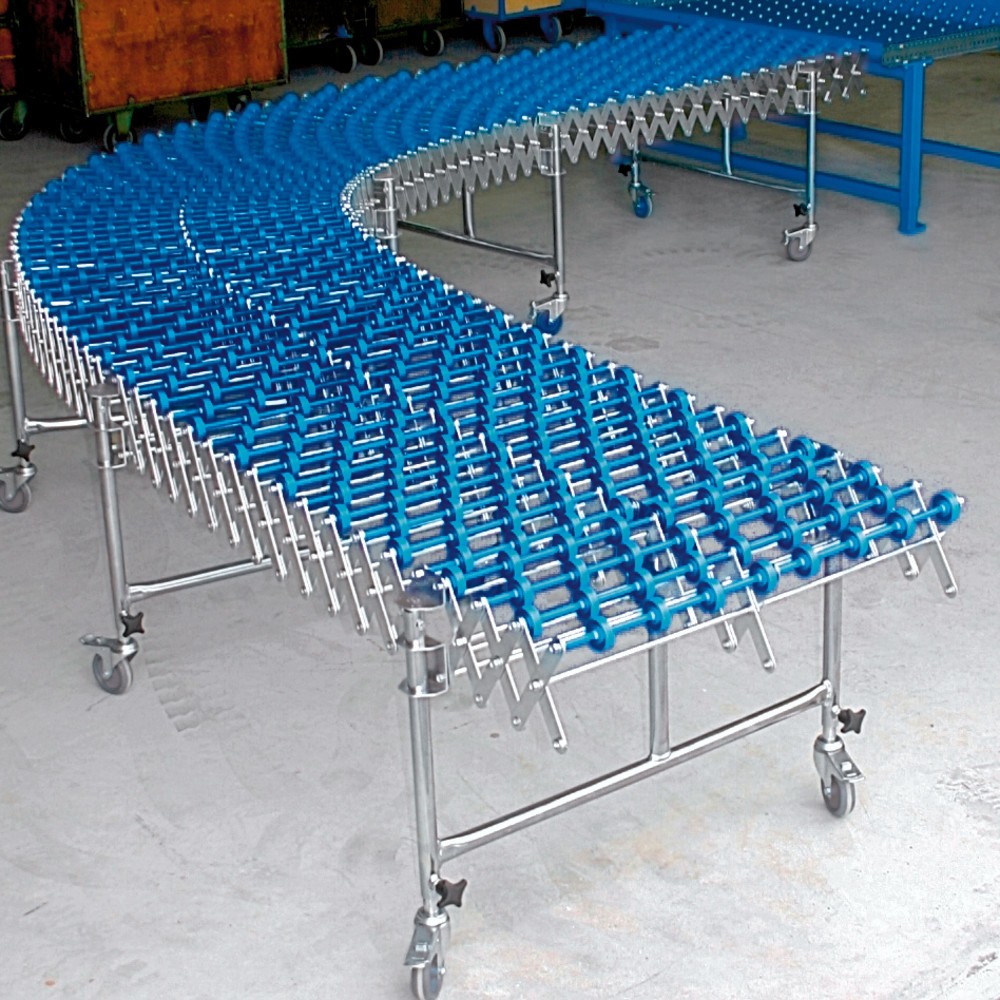 Číslo obrázku produktu 2: Kladičkový dopravník s nůžkovým mechanismem, délka 2,2 - 7,9 m, šířka 600 mm