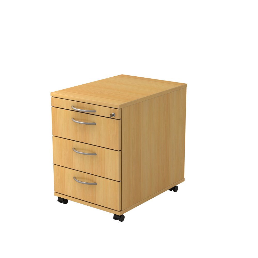 Obrázek produktu: Kontejner na kolečkách Cube, 4 zásuvky, kovové úchytky, VxŠxH 590 x 428 x 580 mm, buk