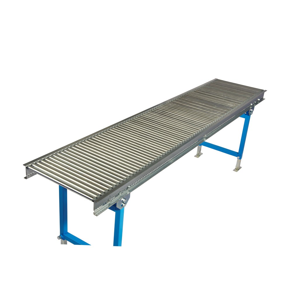 Číslo obrázku produktu 2: Malý válečkový dopravník s ocelovými válečky, pružinová osa, Ø 20 mm, DxŠ 3000 x 500 mm