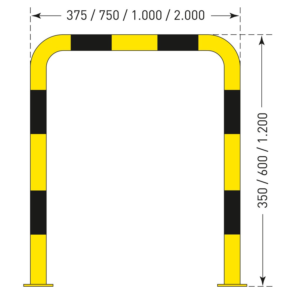 Číslo obrázku produktu 3: Ochranný oblouk - použití ve vnitřních prostorách, Ø 76 mm, VxŠ 1 200 x 2 000 mm