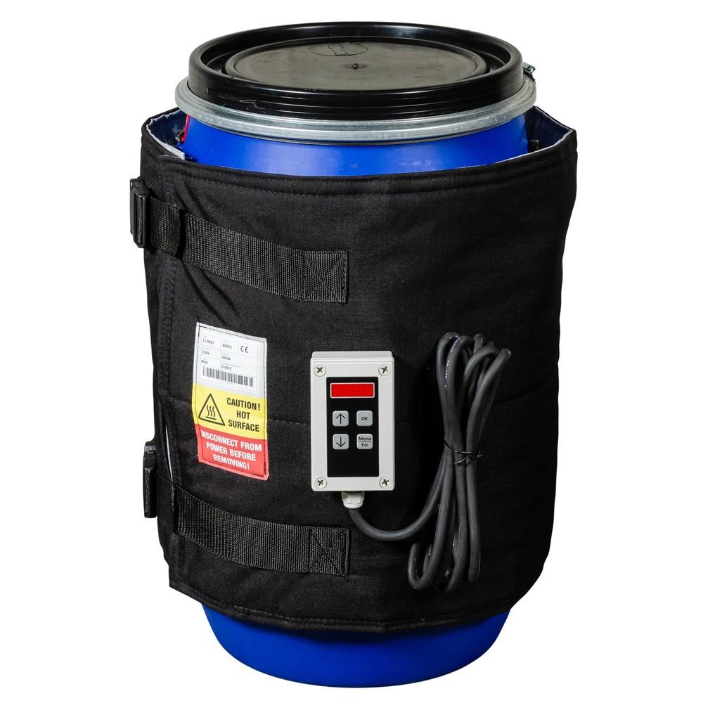 Obrázek produktu: Ohřívací manžeta na sudy Kuhlmann s digitálním regulátorem, 50-60 l, 0-90 °C, 230 V, 300 W, DxV 1330 x 460 mm