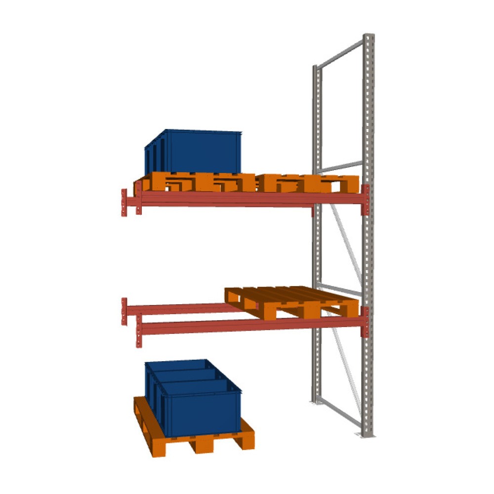 Obrázek produktu: Paletový regál META MULTIPAL, přídavné pole, nosnost police 2000 kg, 6 paletových míst, výška 3,3 m