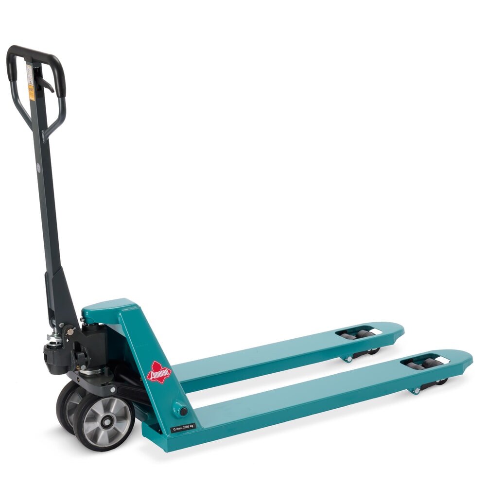 Obrázek produktu: Paletový vozík Ameise® PTM 2.5 s rychlým zdvihem, nosnost 2500 kg, délka vidlí 1150 mm, guma/polyuretan, tandemová kolečka