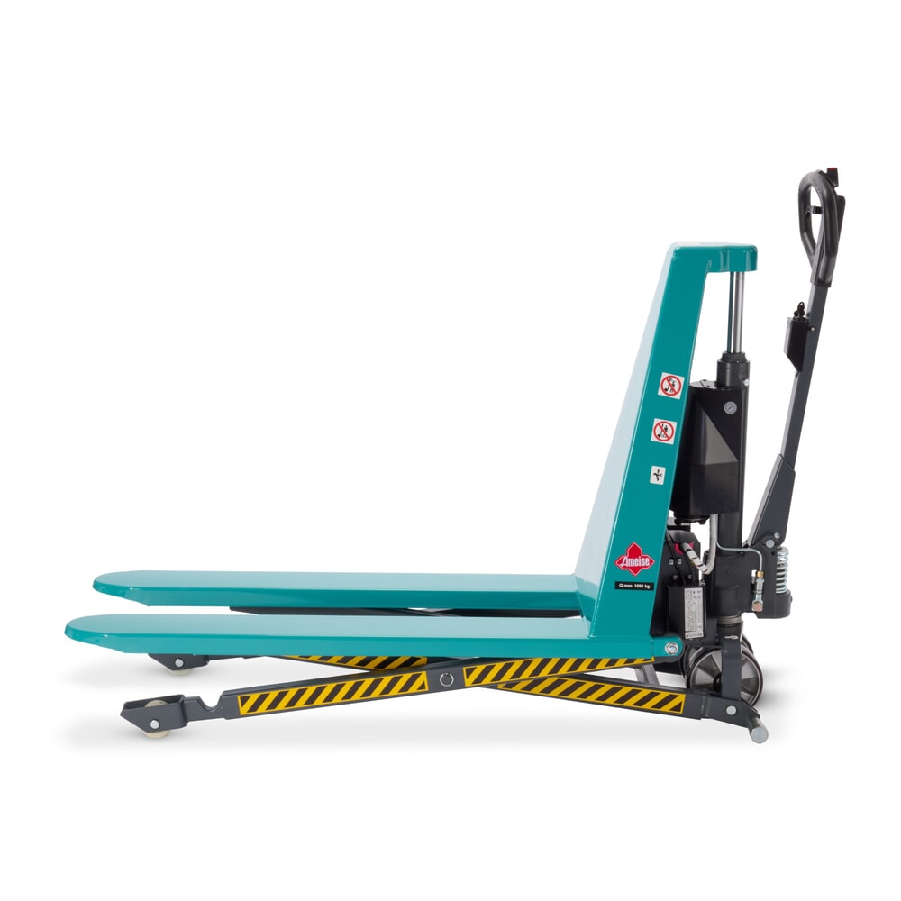 Číslo obrázku produktu 8: Paletový vozík s nůžkovým mechanismem Ameise® PTM 1.0, elektrohydraulický, nosnost 1000 kg, délka vidlí 1150 mm, polyuretan/nylon