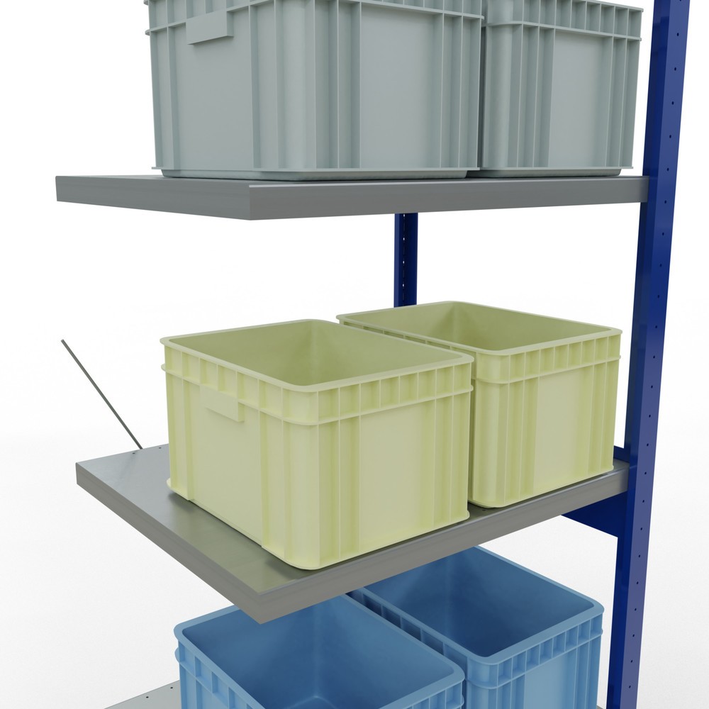 Číslo obrázku produktu 4: Policový regál SCHULTE, přídavné pole, hořcová modř/pozinkovaný, nosnost police 250 kg, VxŠxH 2500 x 750 x 600 mm