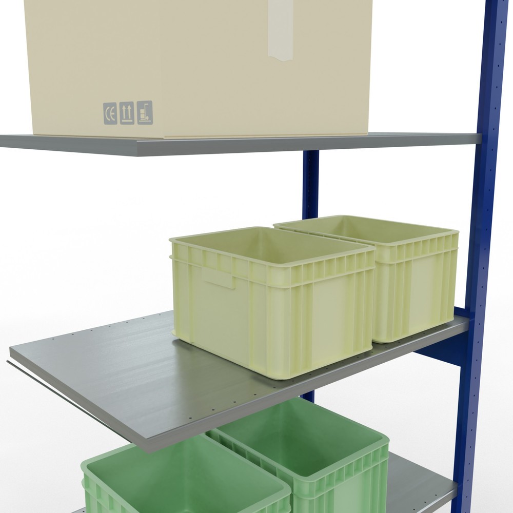 Číslo obrázku produktu 3: Policový regál SCHULTE, zasouvací systém, přídavné pole, nosnost police 150 kg, hořcová modř/pozinkovaný, VxŠxH 2500 x 1000 x 600 mm