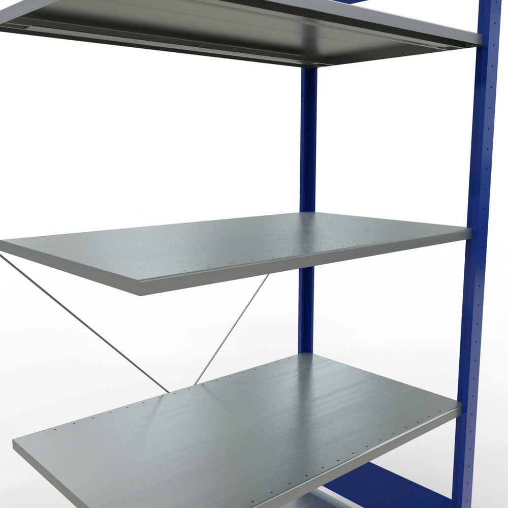 Číslo obrázku produktu 2: Policový regál SCHULTE, zasouvací systém, přídavné pole, nosnost police 150 kg, hořcová modř/pozinkovaný, VxŠxH 2000 x 1000 x 600 mm