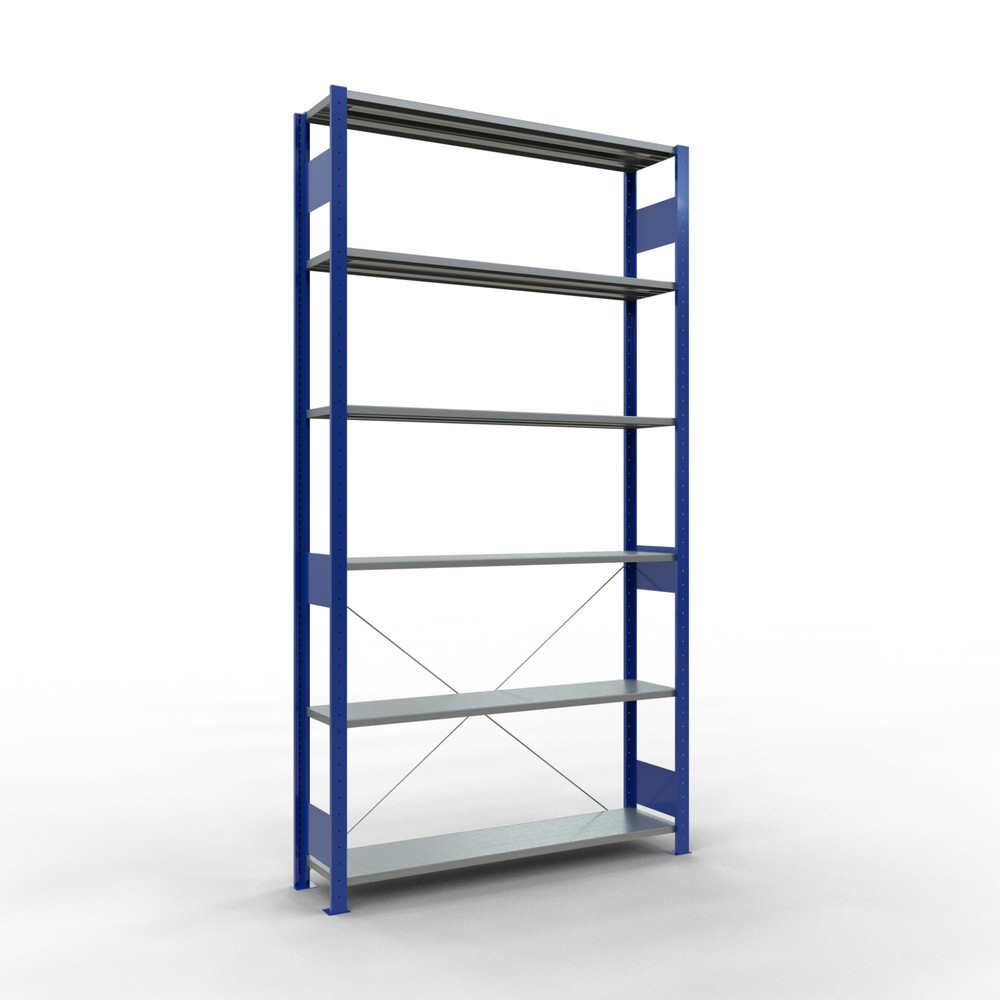 Obrázek produktu: Policový regál SCHULTE, hořcová modř / pozink, nosnost police 150 kg, VxŠxH 2500 x 1 360 x 336 mm