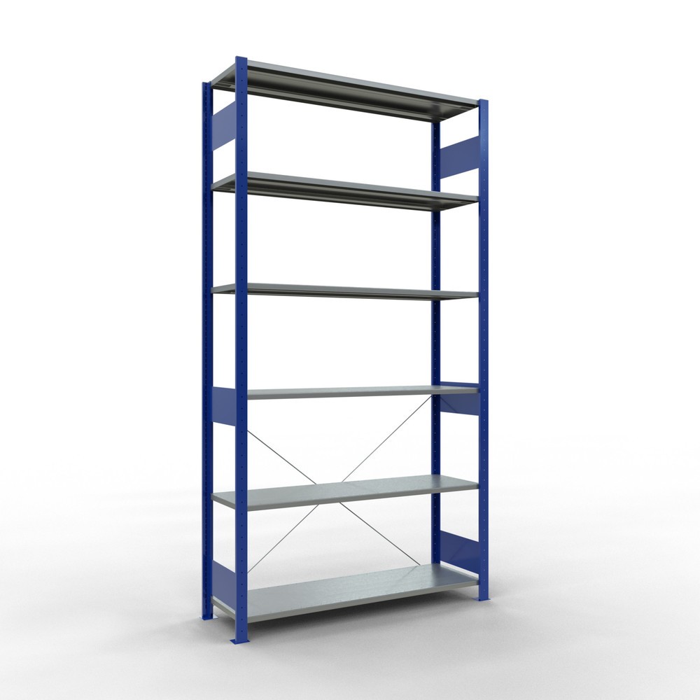 Obrázek produktu: Policový regál SCHULTE, hořcová modř / pozink, nosnost police 150 kg, VxŠxH 2500 x 1 360 x 436 mm