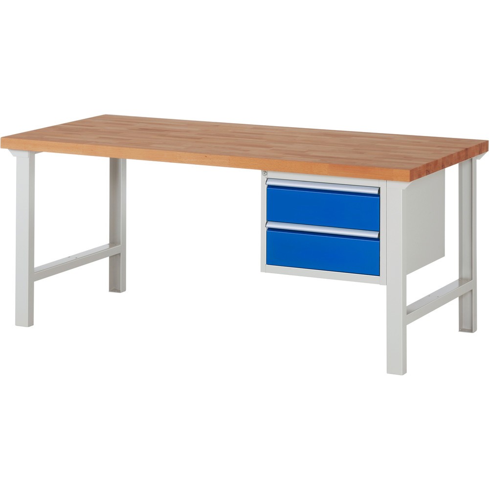 Obrázek produktu: Pracovní stůl RAU řada 7000, 1 kontejnery, VxŠxH 840 x 2000 x 900 mm, 2x zásuvka s výsuvem 90 %, 2 x 180 mm