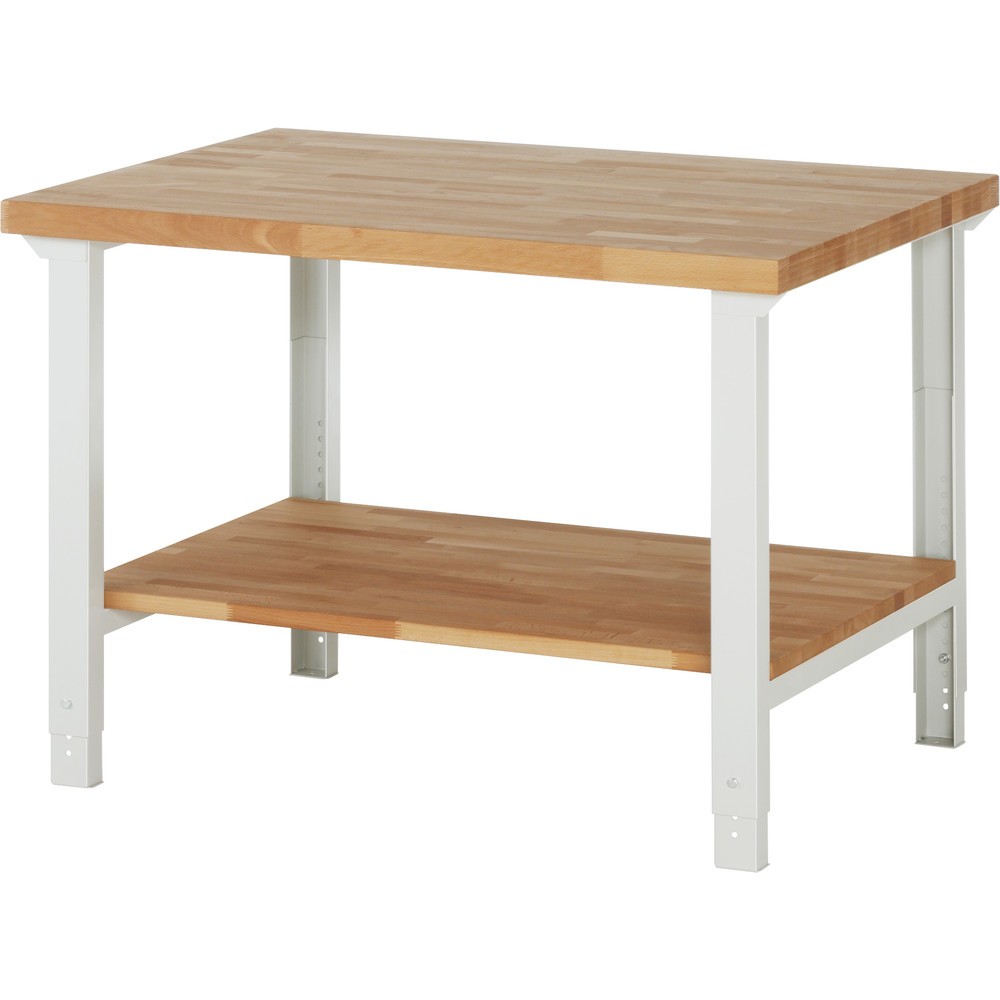 Obrázek produktu: Pracovní stůl RAU řada 7000, V×Š×H 790-1140 × 1250 × 900 mm, dole odkládací police