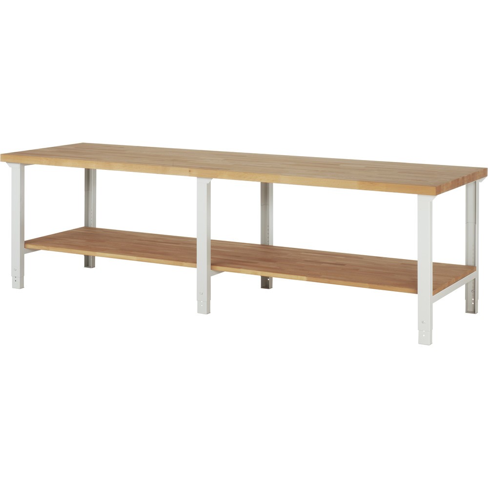 Obrázek produktu: Pracovní stůl RAU řada 7000, V×Š×H 790-1140 × 3000 × 900 mm, dole odkládací police