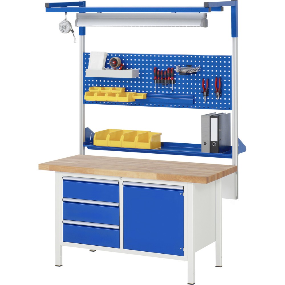 Číslo obrázku produktu 6: Pracovní stůl RAU řada 8000, 1 dvojitý kontejner, VxŠxH 840-1040 x 1500 x 900 mm, 8x zásuvka s výsuvem 90 %, 4 x 90, 2 x 150, 2 x 210 mm, nosnost zásuvky 100 kg