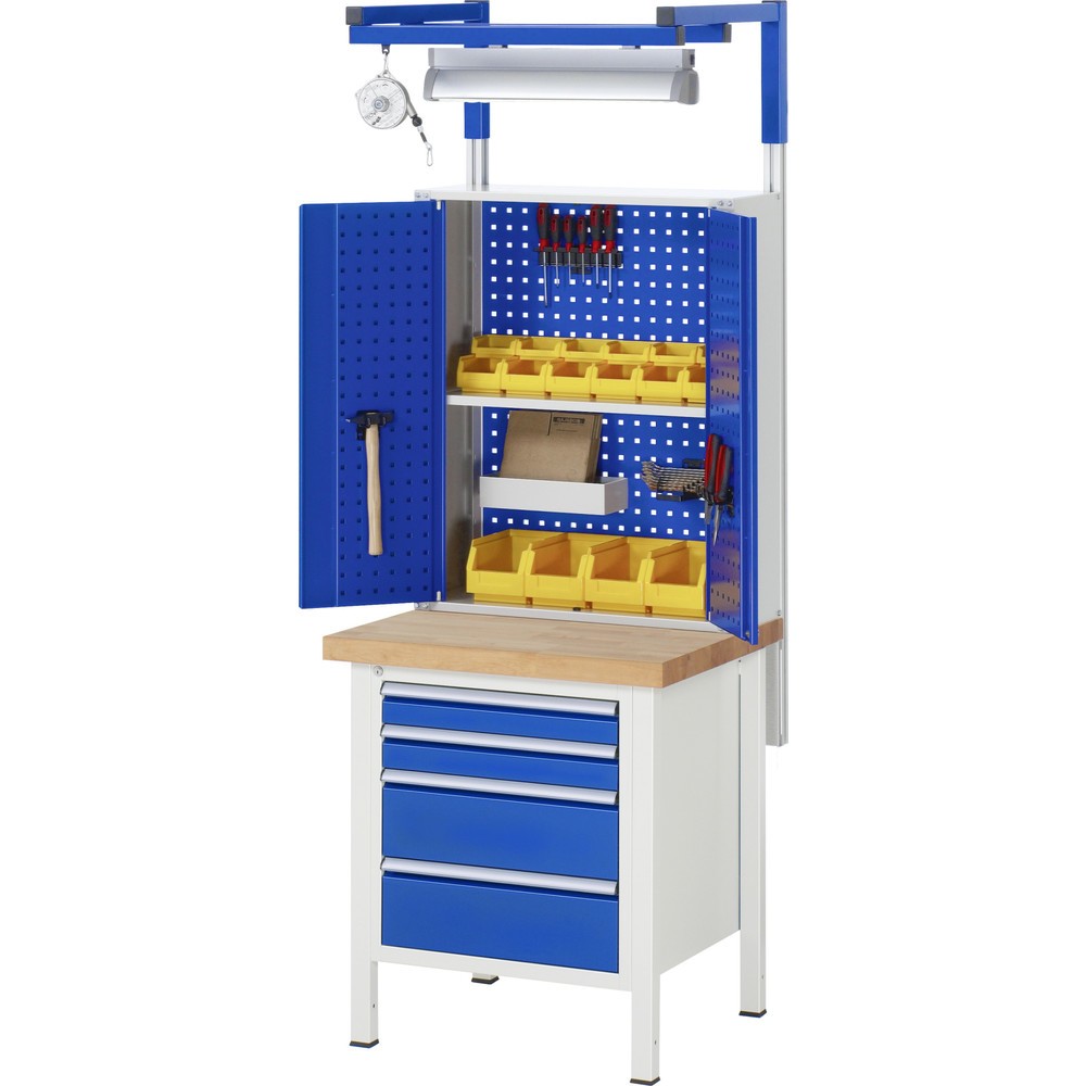Číslo obrázku produktu 5: Pracovní stůl RAU řada 8000, VxŠxH 840-1040 x 750 x 900 mm, 2x zásuvka s výsuvem 90 %, 1 x 150, 1 x 210 mm, nosnost zásuvky 100 kg
