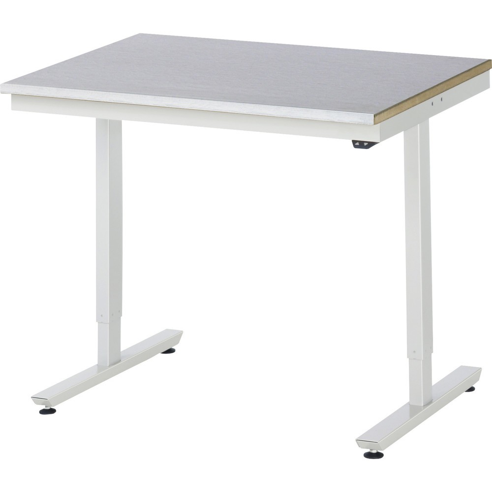 Číslo obrázku produktu 1: Pracovní stůl RAU s elektrickým nastavením výšky, řada adlatus 300, VxŠxH 720-1120 x 1000 x 800 mm, pracovní deska s povrchem z nerezové oceli