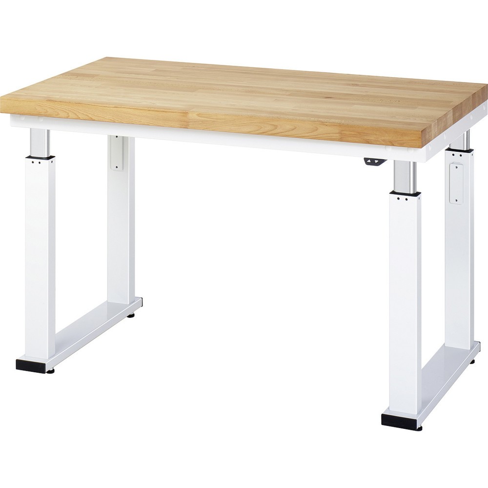 Obrázek produktu: Pracovní stůl RAU s elektrickým nastavením výšky, řada adlatus 600, V×Š×H 740-1140 × 1250 × 700 mm, pracovní deska z bukového masivu