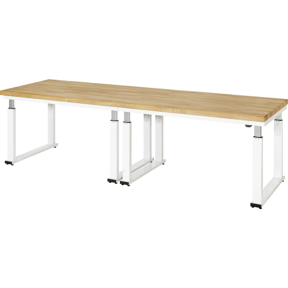 Obrázek produktu: Pracovní stůl RAU s elektrickým nastavením výšky, řada adlatus 600, V×Š×H 740-1140 × 3000 × 900 mm, pracovní deska z bukového masivu