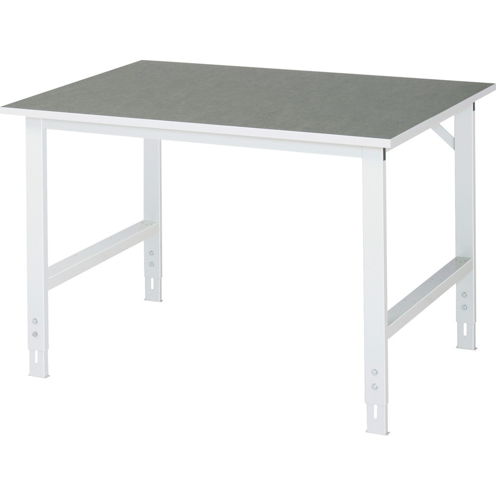 Obrázek produktu: Pracovní stůl RAU ve výškově nastavitelném provedení, řada TOM, V×Š×H 760-1080 × 1250 × 1000 mm, pracovní deska s povrchem linoleum/Universal