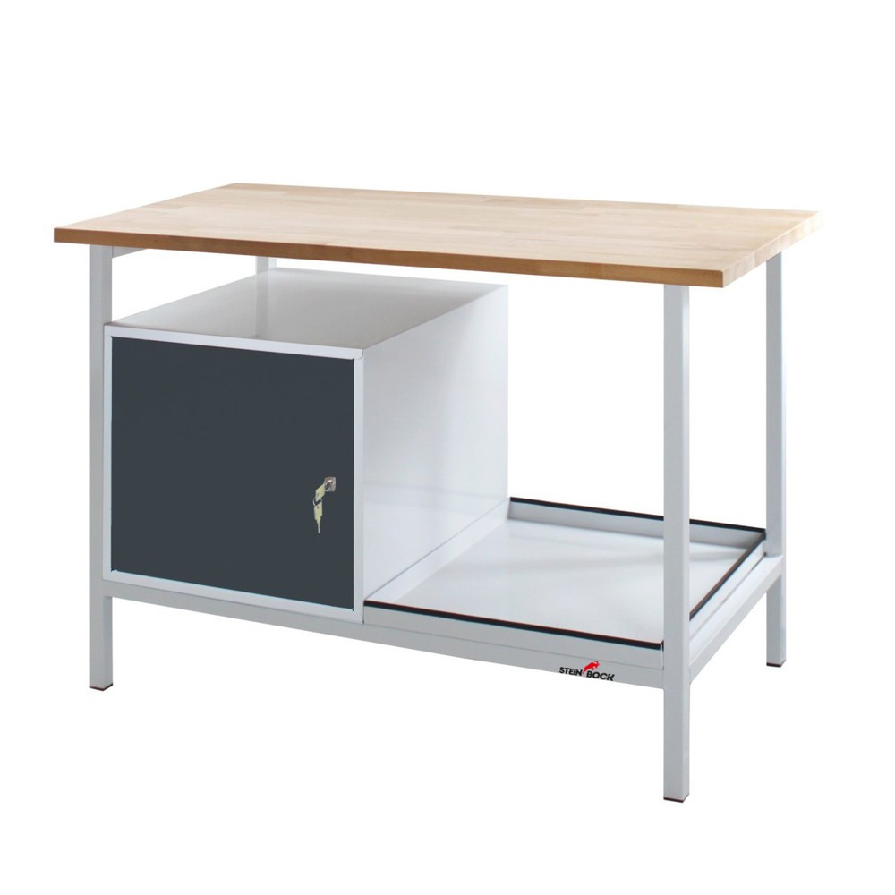Číslo obrázku produktu 1: Pracovní stůl Steinbock® Cube, 1 dvířka, nosnost 300 kg, V×Š×H 825 × 1200 × 600 mm, RAL 7035/7016