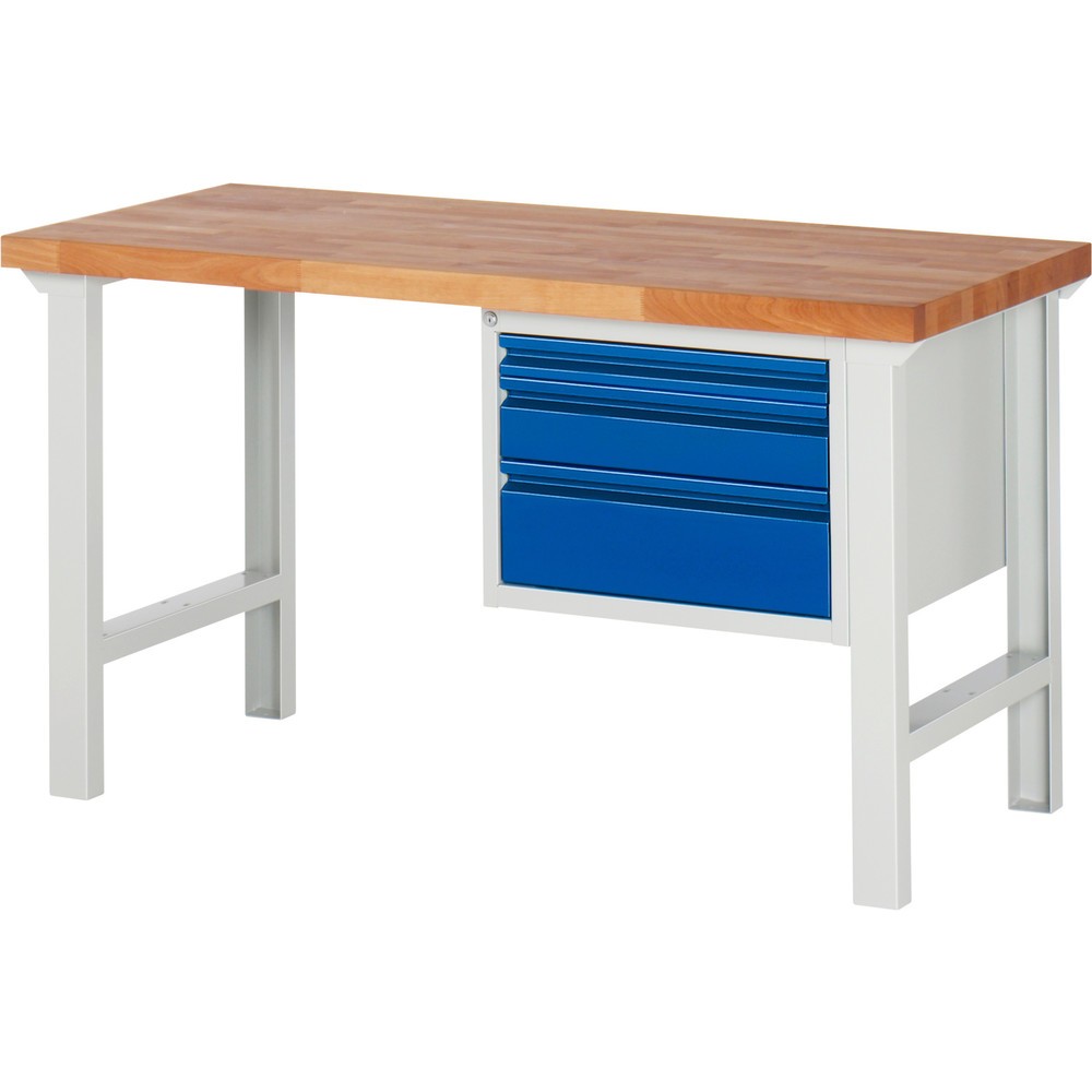 Obrázek produktu: Pracovní stůl Steinbock® se 3 zásuvkami, V×Š×H 840 × 1500 × 700 mm, RAL 7035/5010