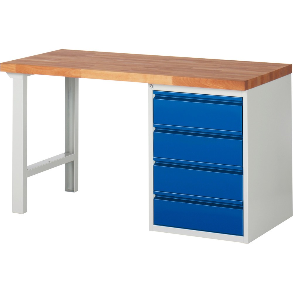Obrázek produktu: Pracovní stůl Steinbock® se 4 zásuvkami, V×Š×H 840 × 1500 × 700 mm, RAL 7035/5010