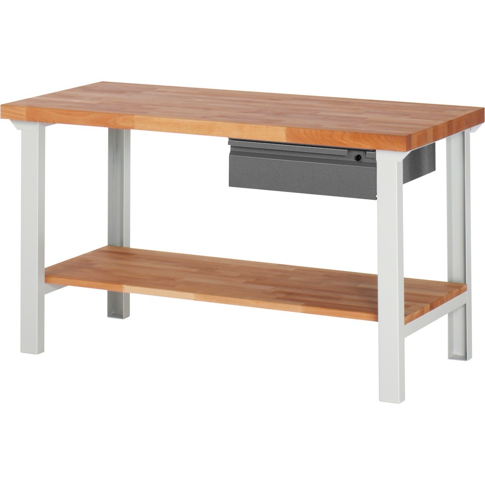 Číslo obrázku produktu 1: Pracovní stůl Steinbock®, se zásuvkou a odkládací policí, V×Š×H 840 × 1500 × 700 mm, RAL 7035/7016