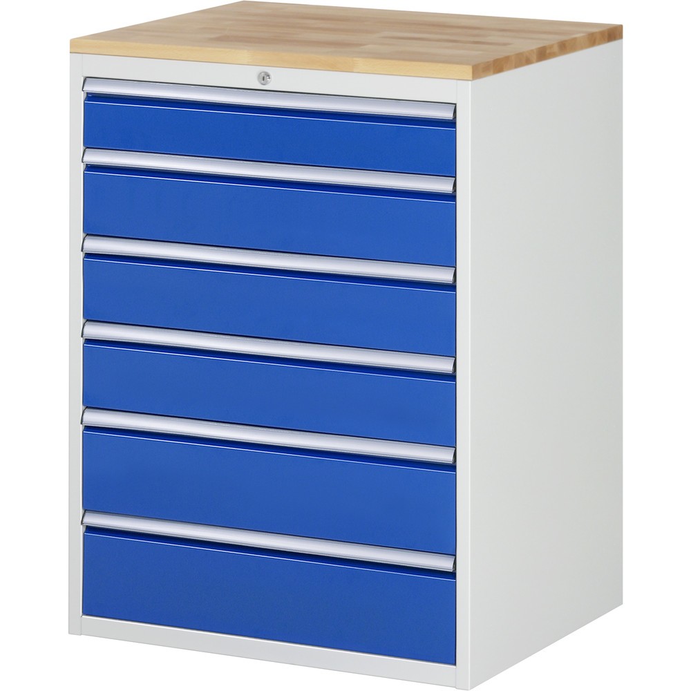 Číslo obrázku produktu 1: Skříň se zásuvkami RAU řada 7000, V×Š×H 1035 × 770 × 650 mm, 6 zásuvek, velikost XL, horní část buk