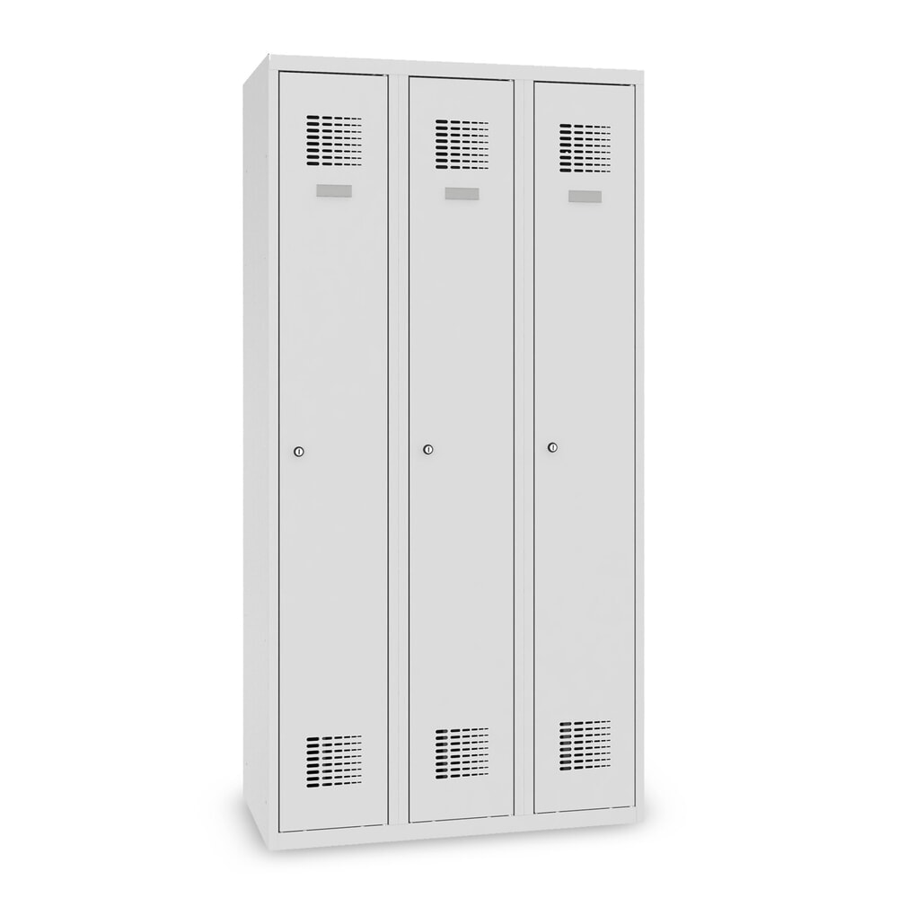 Obrázek produktu: Skříňka Steinbock®, samostatně stojící, 3 přihrádky, cylindrický zámek, VxŠxH 1800 x 900 x 500 mm, světle šedá/antracitová šedá
