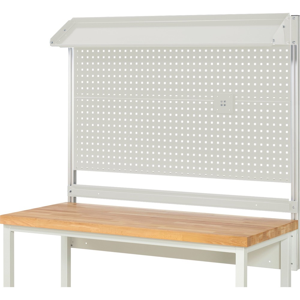 Číslo obrázku produktu 2: Nástavba pracovního stolu RAU, VxŠxH 1130 x 1500 x 350 mm, 1 sklopná kovová odkládací plocha, 1 přídržná lišta a 1 držák pro plochý monitor, kompletní sada 02 pro šířku výrobku 1500 mm